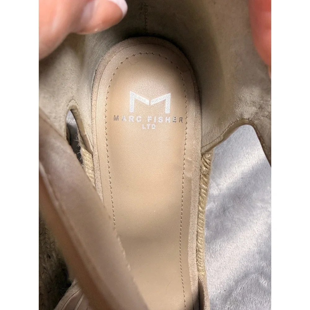 Marc Fisher LTD Tan Suede Espadrille Wedge Platform‎ Sandals Womens 10M NEW